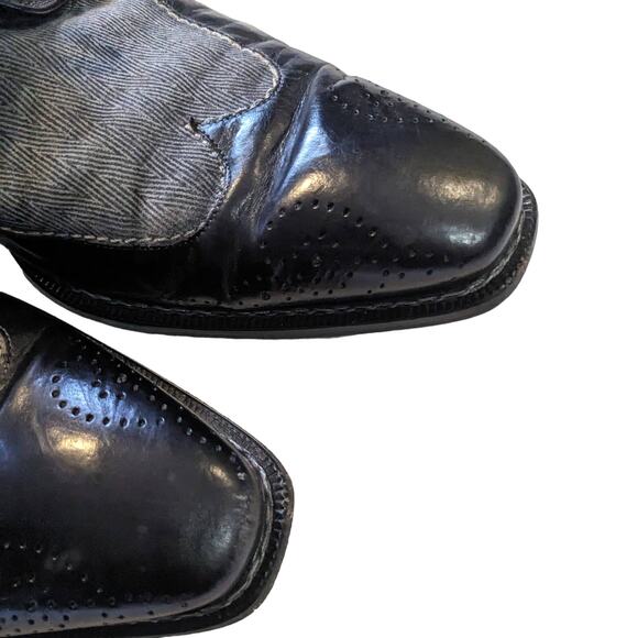 Mezlan Remo Herringbone Brogue Dress Shoe Men\'s Size 10 in Black main image 9